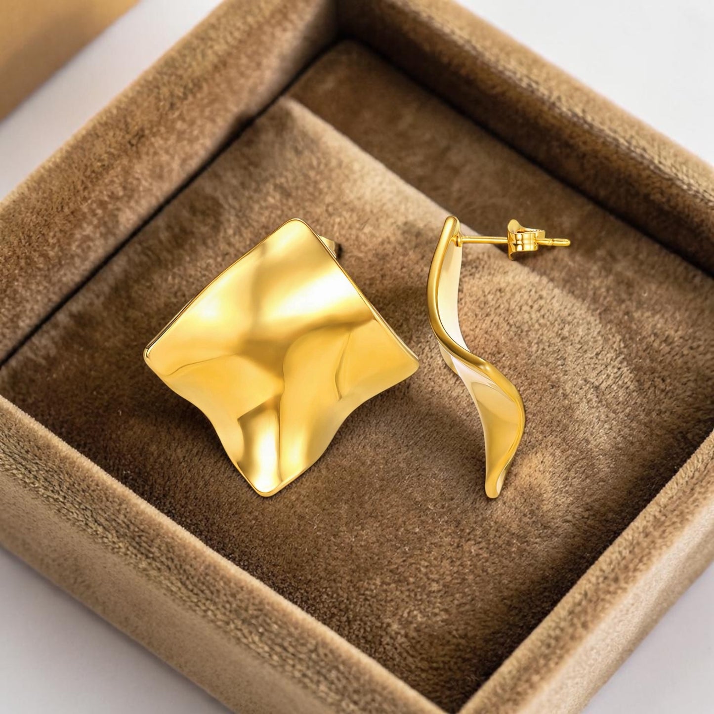 Gold Sunshine Square Earrings