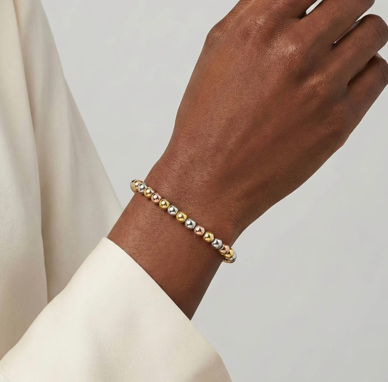 Trio of gold, silver and rose, Belle Bead Bracelet