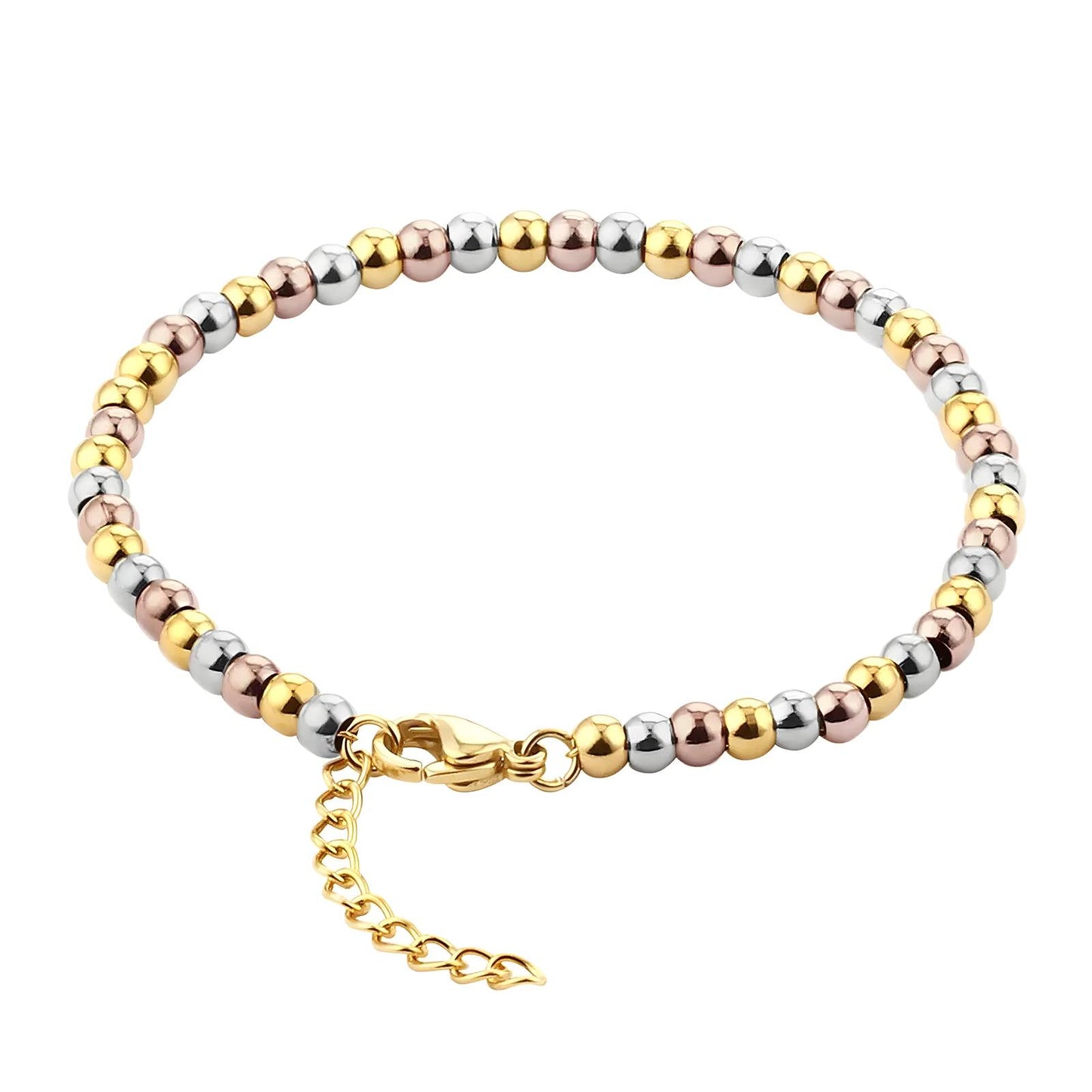 Trio of gold, silver and rose, Belle Bead Bracelet