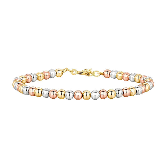 Trio of gold, silver and rose, Belle Bead Bracelet