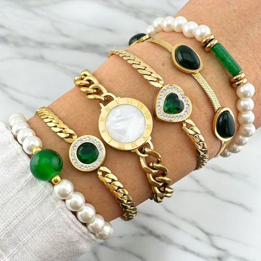 Emerald Edit Pearl Bracelet