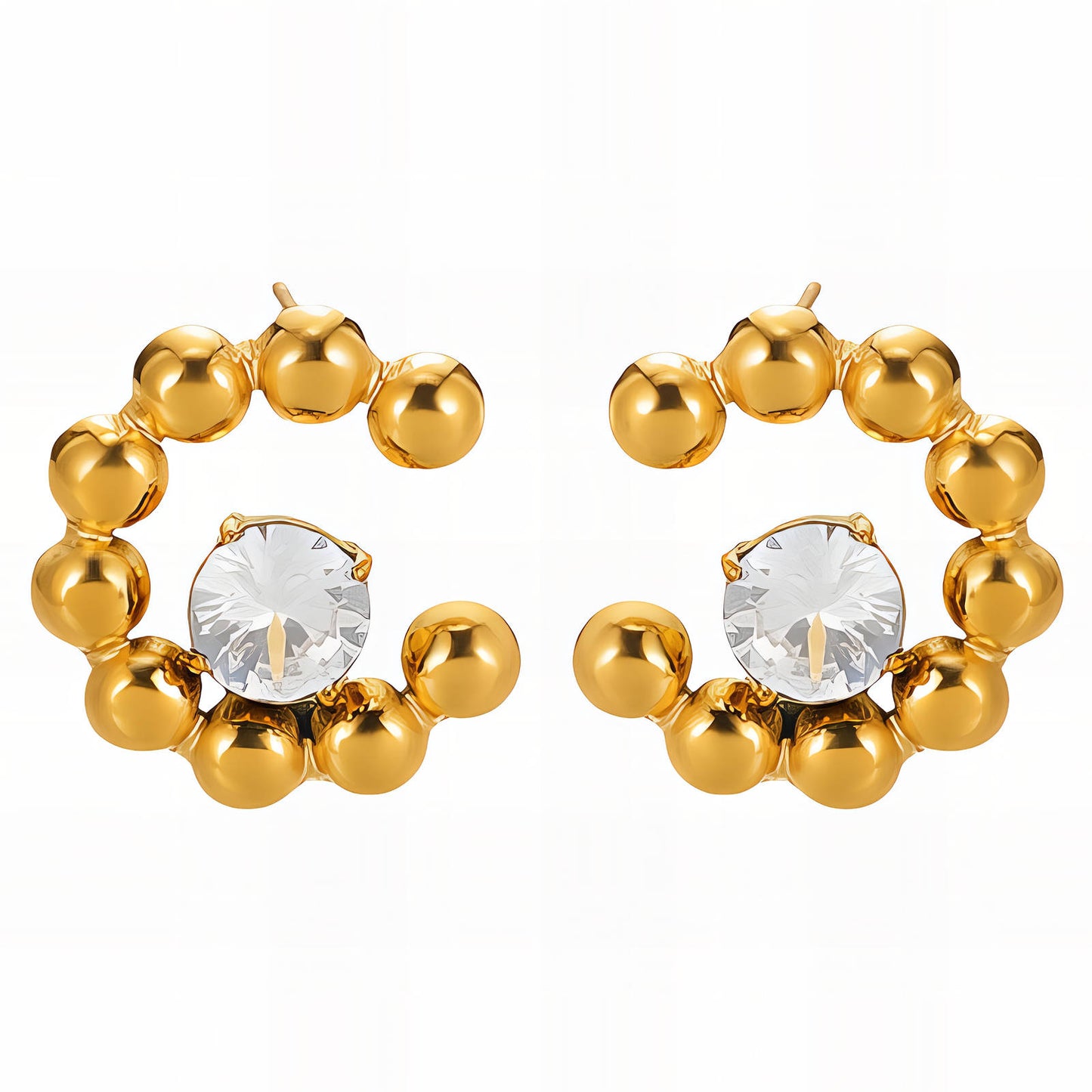Gold and White Charm Earrings