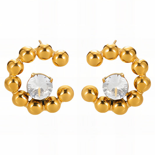 Gold and White Charm Earrings